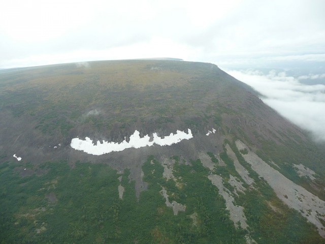 The Putorana Plateau, capped basalt released in the Siberian Traps eruptions.