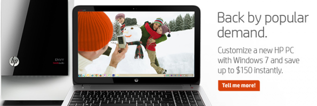 HP offers Windows 7 on some new PCs “by popular demand”