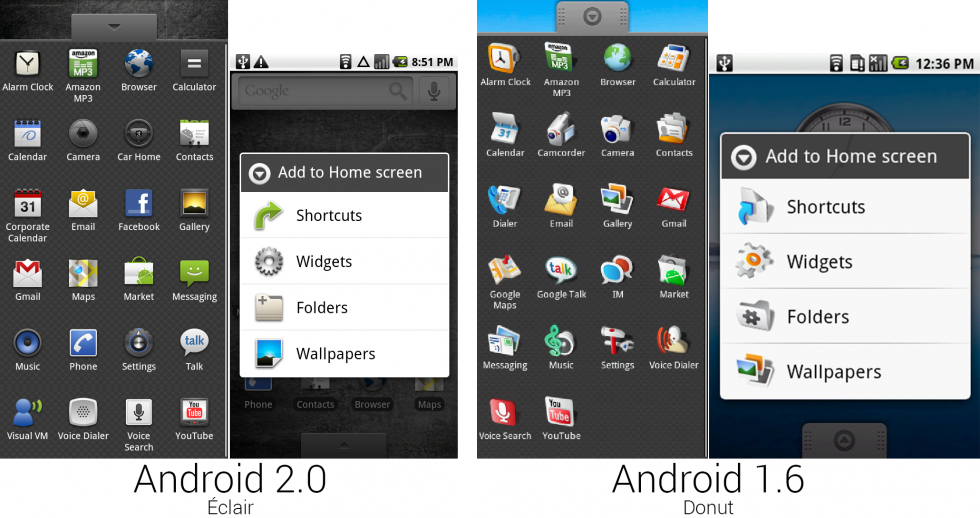 The app drawers and pictures of the “Add to Home" menus.