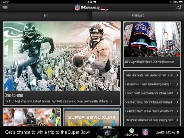 The NFL Mobile app is ready for the Super Bowl.