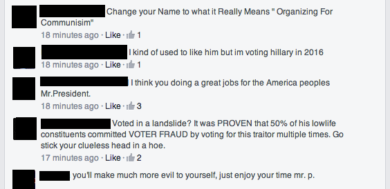 Facebook: home of the quintessential tempered and rational political discourse.