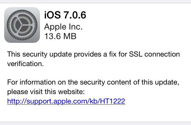 Apple releases iOS 7.0.6 and 6.1.6 to patch an SSL problem