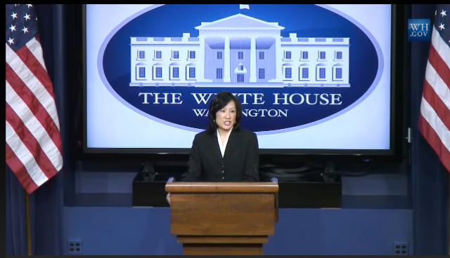 Michelle Lee, director of the Silicon Valley branch of the US Patent and Trademark Office, was one of the speakers at today's White House patent event.
