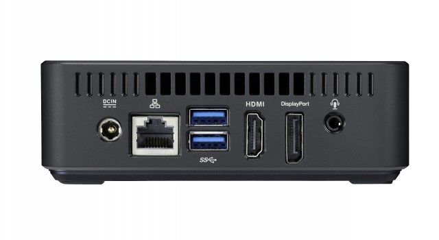 In addition to the USB ports on the front, the box includes two more USB 3.0 ports on the back, one gigabit Ethernet jack, one full-size HDMI port, and one full-size DisplayPort.