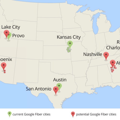 Google Fiber expansion moves fast - Google Fiber Map 500x500 