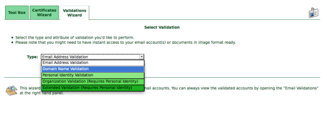 Starting the process of proving to the StartCom CA that we control a domain.