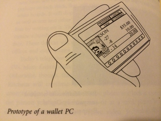 The "Wallet PC" as imagined in Bill Gates' <em>The Road Ahead</em>.