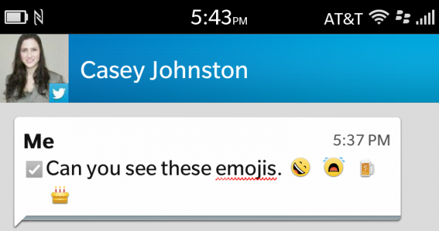 BlackBerry 10 uses emoji...