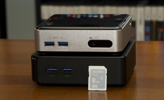 The Asus Chromebox (bottom) is a mini desktop molded in the image of Intel's NUC.