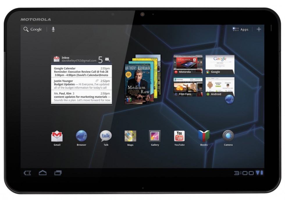 The first Honeycomb device, the Motorola Xoom 10-inch tablet.