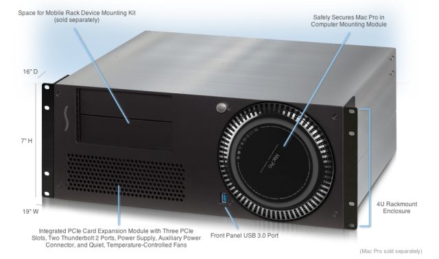 Sonnet's rack mount enclosure for the new Mac Pro fits in tons of expansion options.