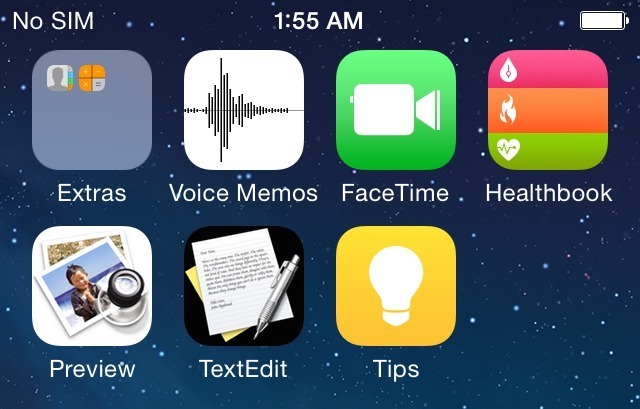 Alleged early versions of the TextEdit and Preview apps, along with the previously rumored "Healthbook" fitness app and a new "Tips" app. Some of these icons are clearly either faked or placeholders.
