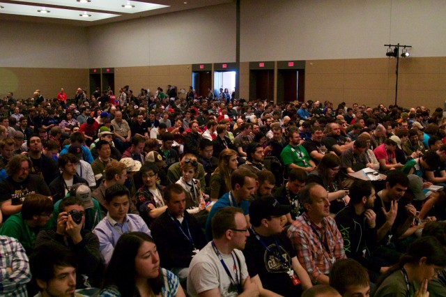 About half of the crowd that had come to listen to the panel.