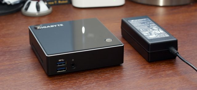 Like most other mini PCs, the Brix is a tiny box with a small external power supply.