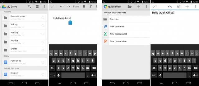 Google Drive versus Google Quick Office.