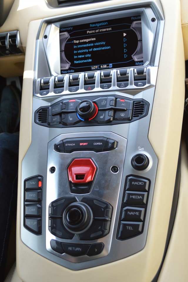 The Aventador's center console.