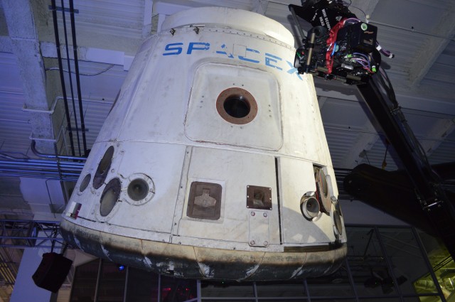 A flown SpaceX Dragon capsule.