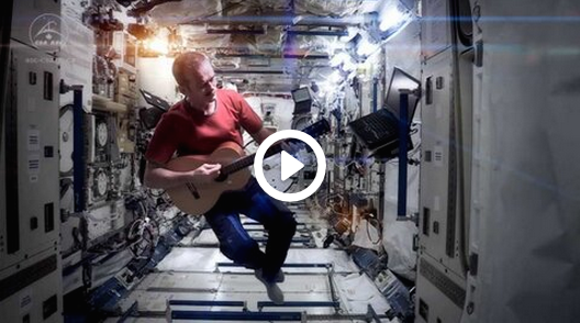 Screenshot from Hadfield's "Space Oddity" video cover filmed aboard the ISS.