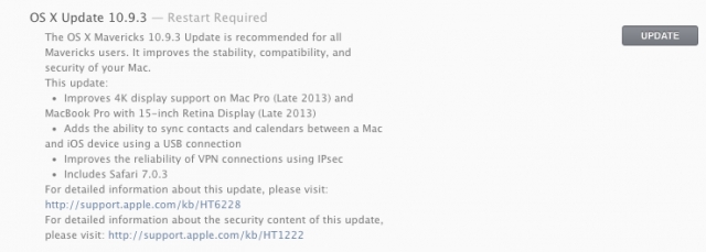 OS X 10.9.3 release notes.