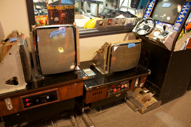 CRTs waiting to be repaired or recycled into another cabinet.