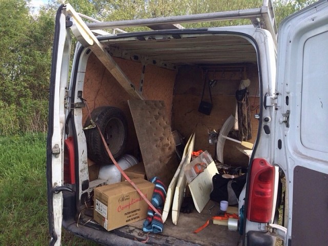 The smugglers' drone operations center—the back of a panel van.