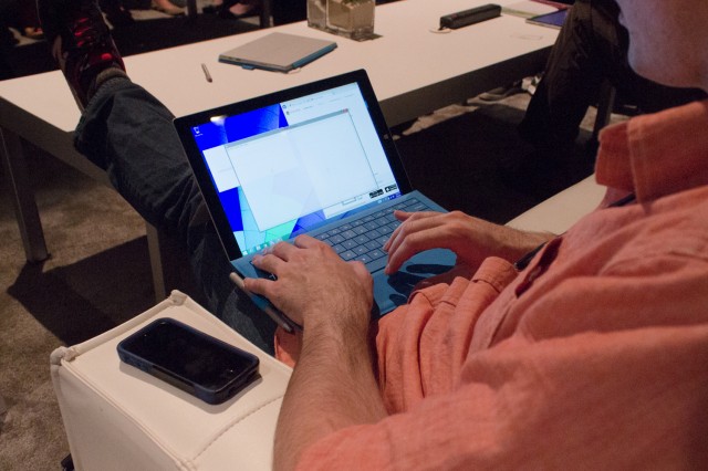 Typing on the Surface Pro 3.