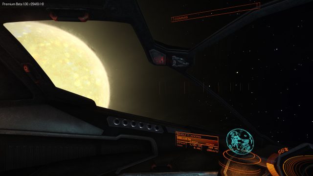 Zipping past the local star. Head tracking makes the game incredibly immersive.