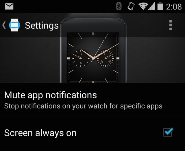 LG marketed an "always on screen" as a major G Watch feature, but that's a little disingenuous—the "always on" screen option is a standard part of the Android Wear platform.
