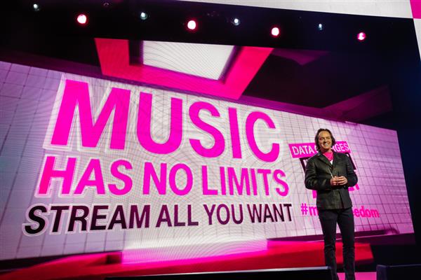 Next, Legere talked through "Music Freedom" (where music from streaming services no longer counts toward customers' data caps) and T-Mobile's new streaming service, "Rhapsody unRadio."