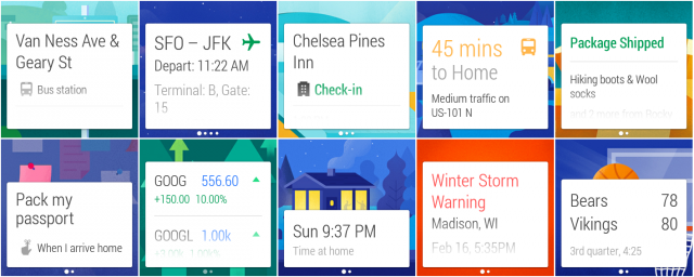 A selection of Google Now cards.