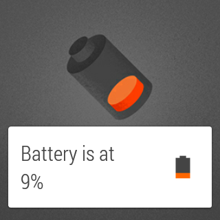Android Wear's low battery card.