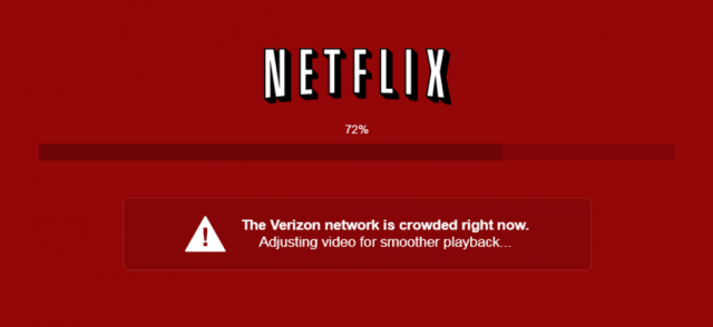 A message Netflix gave Verizon customers during the companies' money dispute.