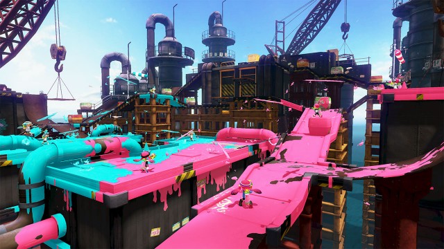 In <em>Splatoon</em>, turn into a squid to swim beneath barriers like pipes and get back to painting.