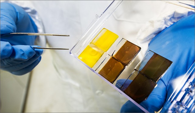 Perovskites are appealing in part because you can adjust the areas of the spectrum they absorb by changing their composition.