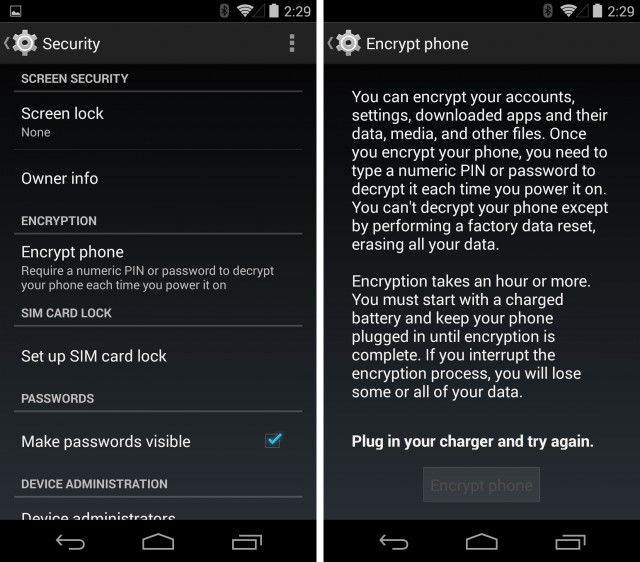 Securely sell your Android device with this one weird trick! (The trick is pressing the "Encrypt Phone" button).