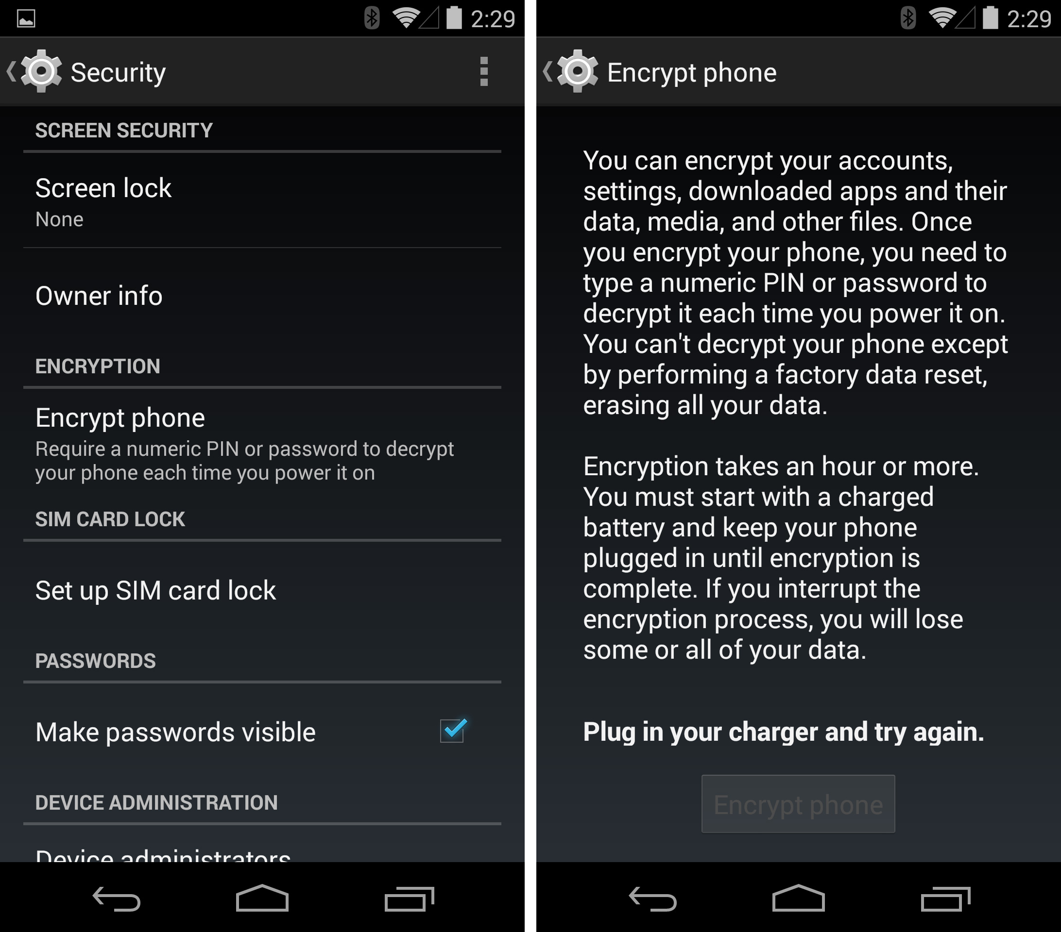 How can you factory reset an Android device?