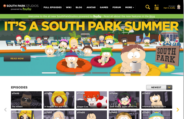 Hope you guys like Hulu, because that's what you're going to be using to watch South Park from here on.
