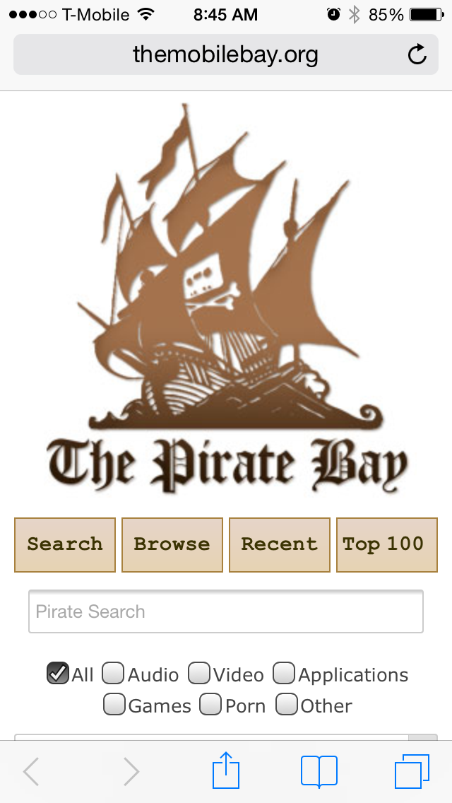 old pirate bay torrent site
