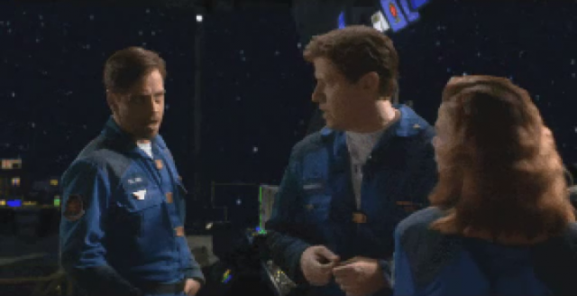 <em>Wing Commander III</em> introduced full-motion video. Pictured here are Luke Skywalker, Space Biff Tannen, and Flint, the love interest no one picked because the other love interest was <em>literally <a href="https://en.wikipedia.org/wiki/Ginger_Lynn">Ginger Lynn</a></em>.