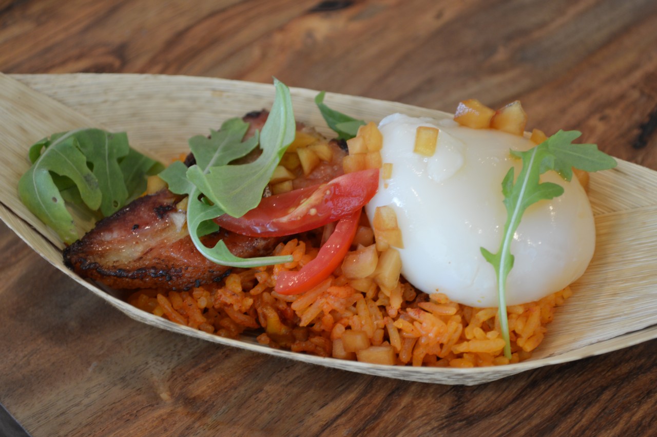 Duck egg and pork belly from Prubechu.