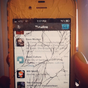 The first time I shattered my iPhone's screen, and paid full price to get it replaced. Like a chump. 