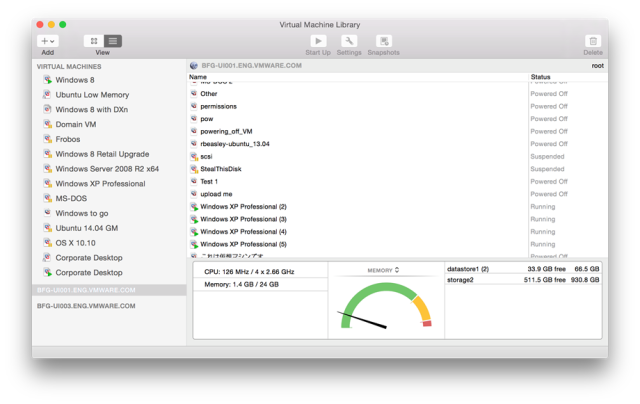 Fusion connecting to remote virtual machines.