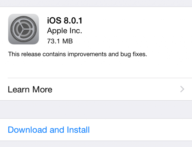 iOS 8.0.1 fixes a handful of bugs with the new update.