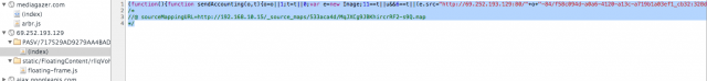 A snippet from a JavaScript file Comcast injected into an Internet surfer's visit to the site Mediagazer. 