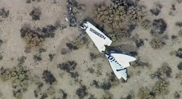 Debris from SpaceShipTwo in the Mojave desert.