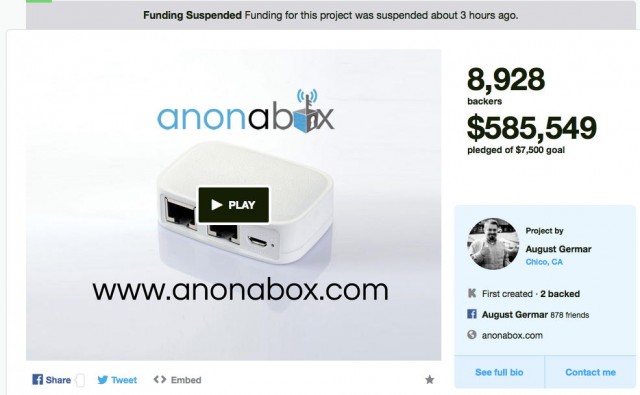 Kickstarter pulls Anonabox, a Tor-enabled router that raised over $585,000