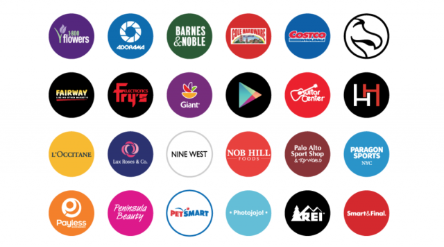 A smattering of the brands with products available via Google Express (née Google Shopping Express). 