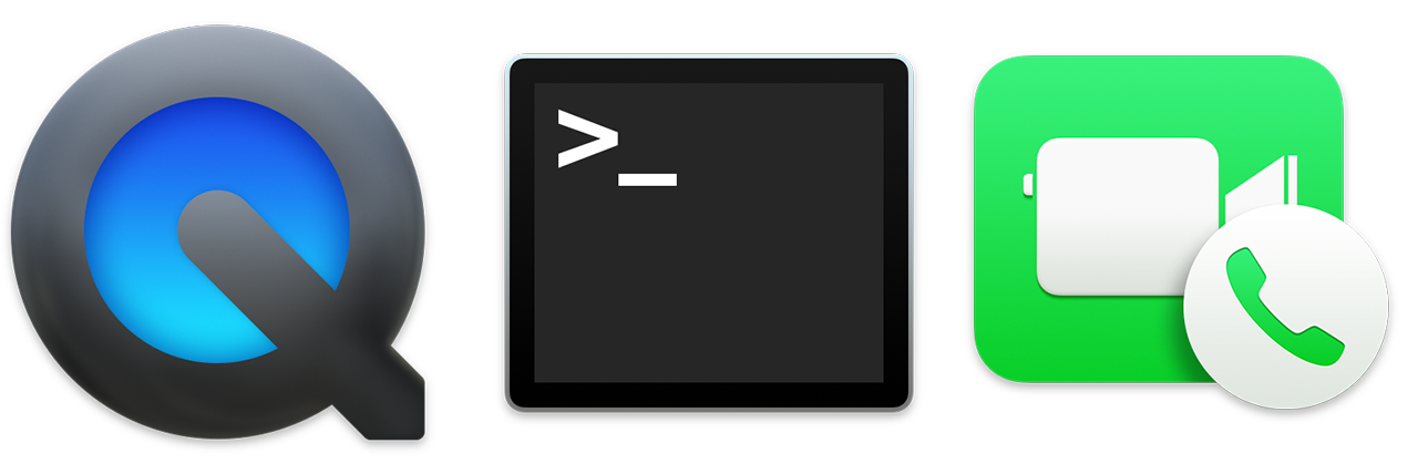 Less-successful icons: QuickTime Player is (still) too chunky, Terminal is ...