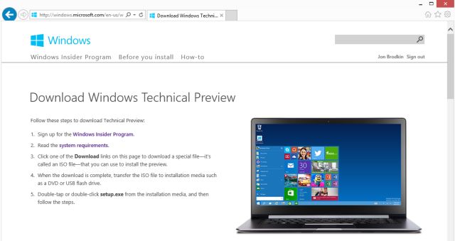 windows 10 download page