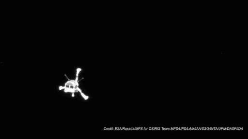Philae, as imaged from Rosetta after separation.